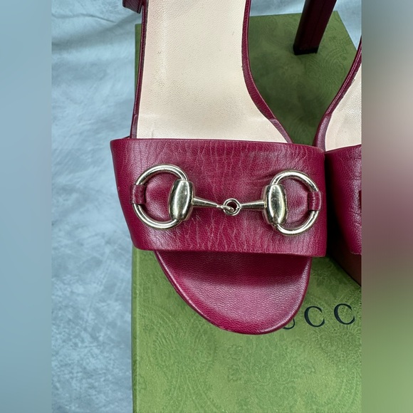 Gucci Firenze 1921 Maroon Sandal Heels Leather Sz:37 - Picture 6 of 12